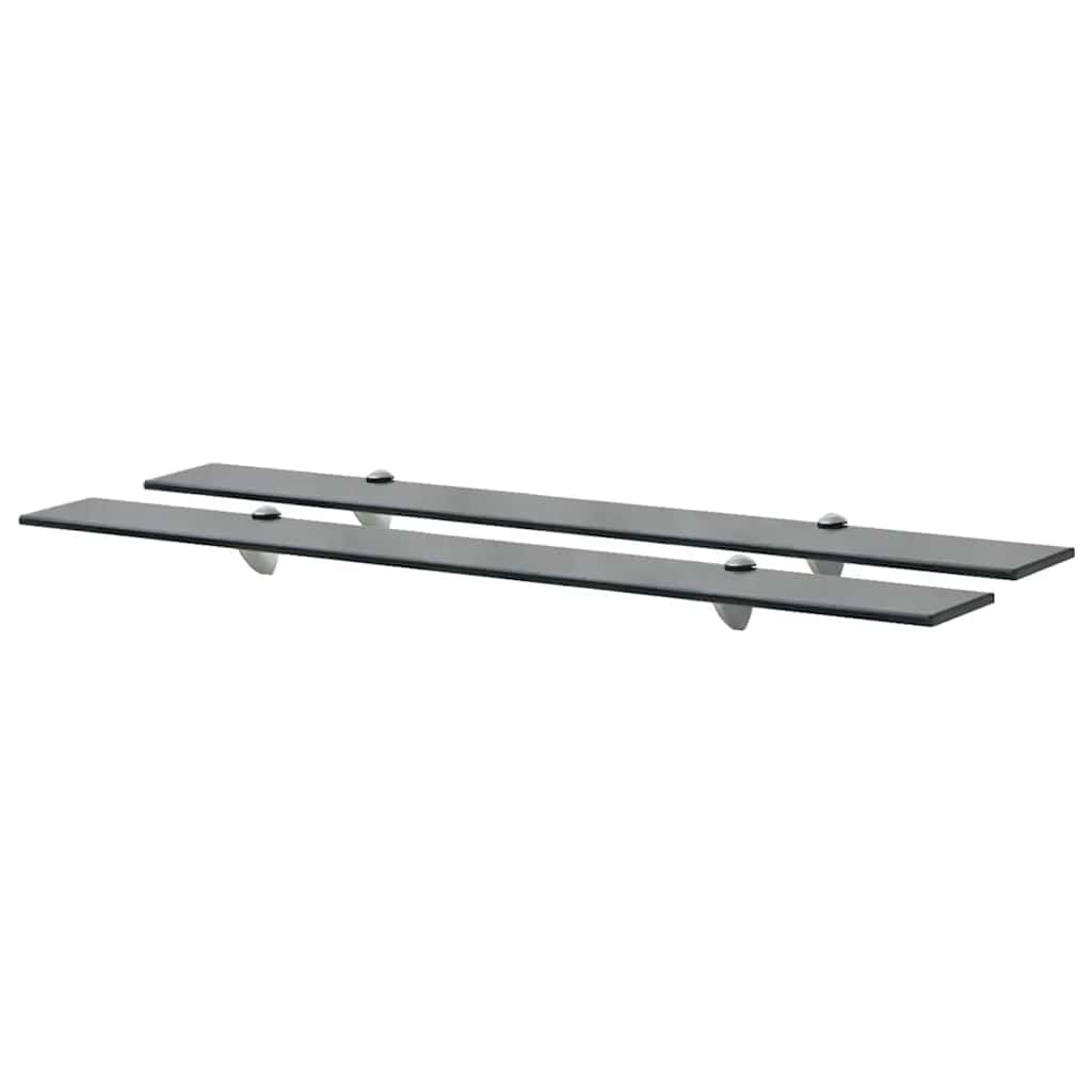 Floating Shelf | Set of 2 | Black | Tempered safety glass | Medium