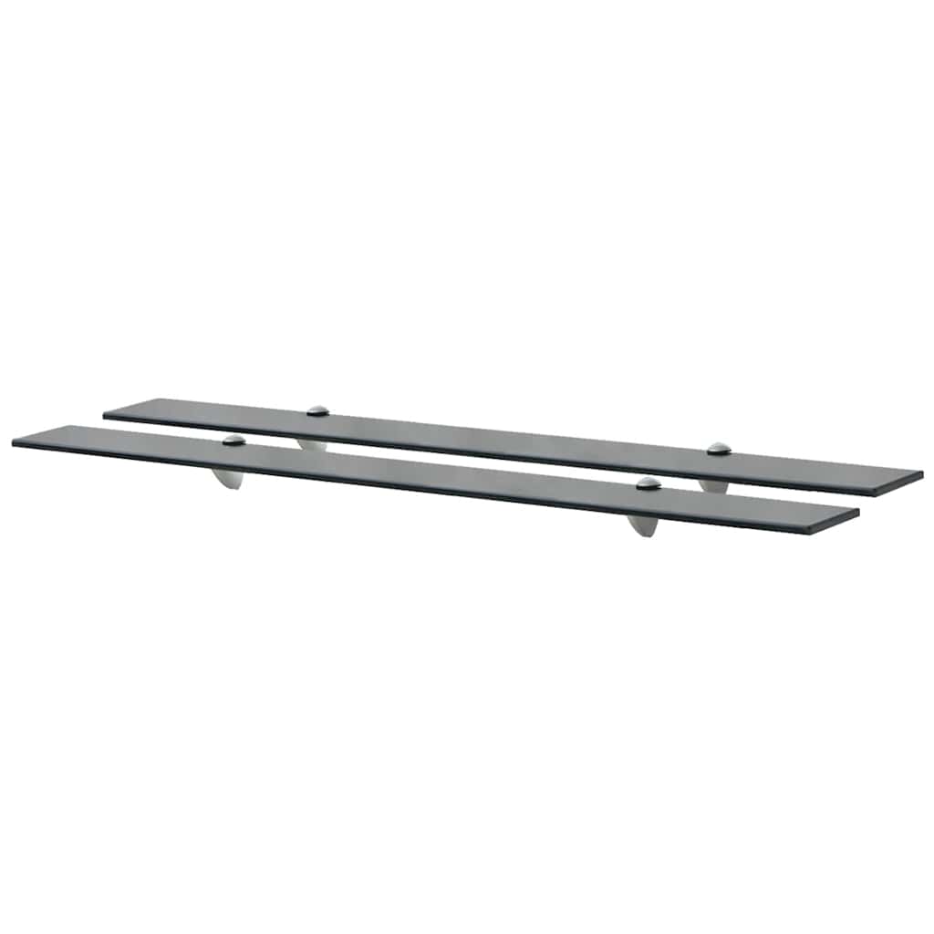 Floating Shelf | Set of 2 | Black | Tempered safety glass | 100x20 cm