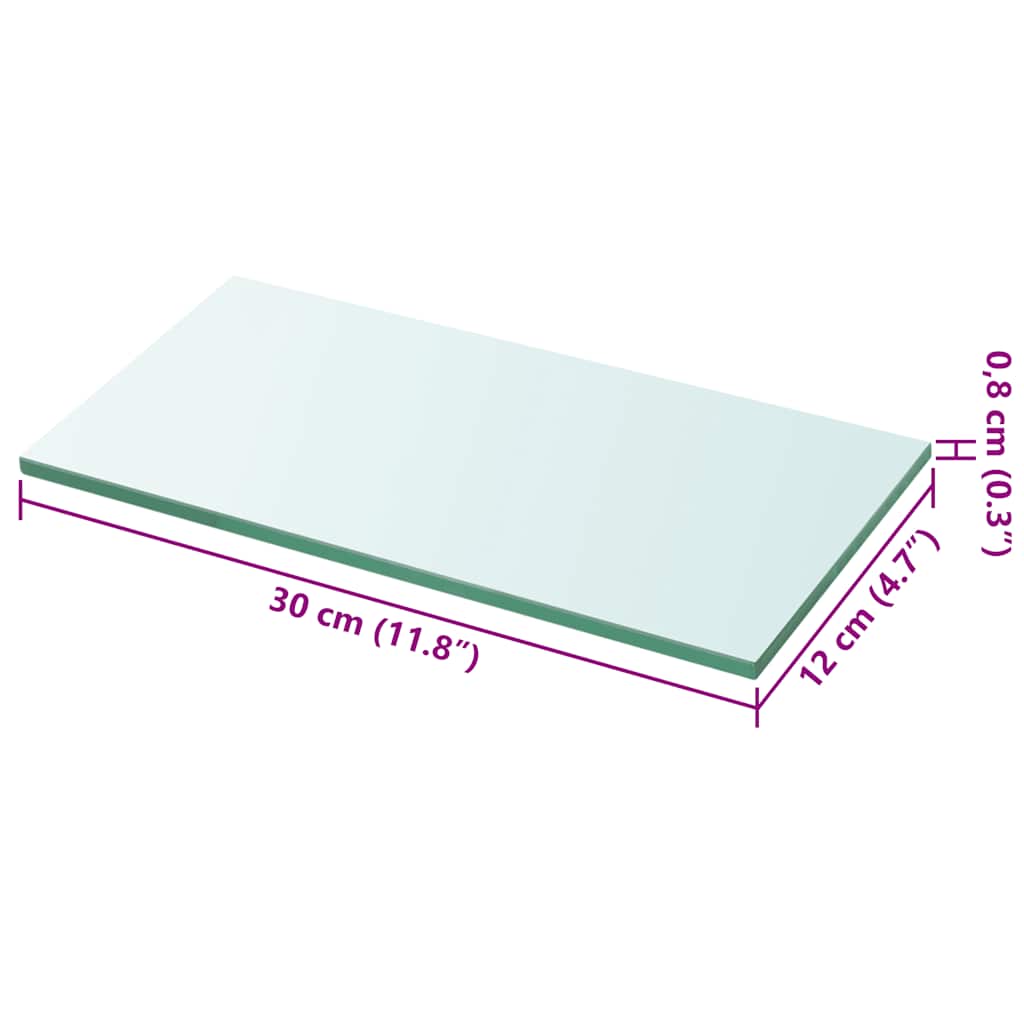Shelves 2 pcs Panel Glass Clear 30x12 cm