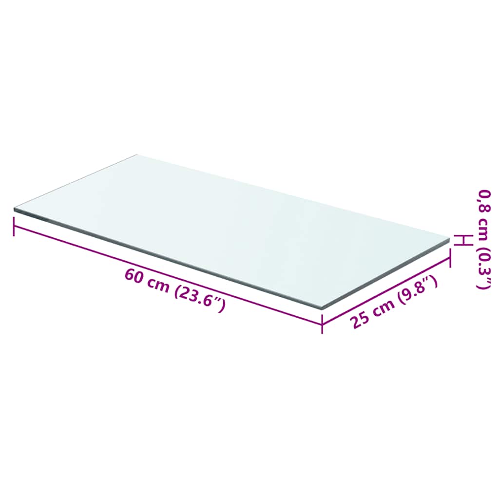 Shelves 2 pcs Panel Glass Clear 60x25 cm