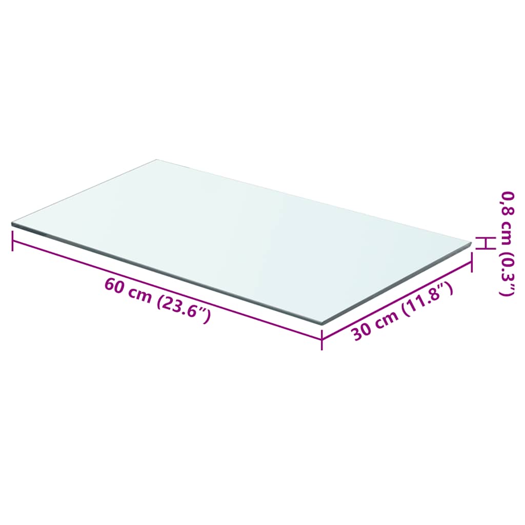 Shelves 2 pcs Panel Glass Clear 60x30 cm
