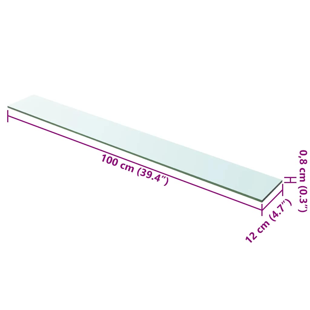 Shelves 2 pcs Panel Glass Clear 100x12 cm