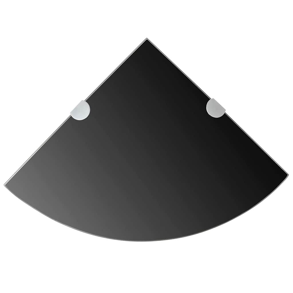 Corner Shelf | Set of 2 | Black | Tempered safety glass | 25x25 cm