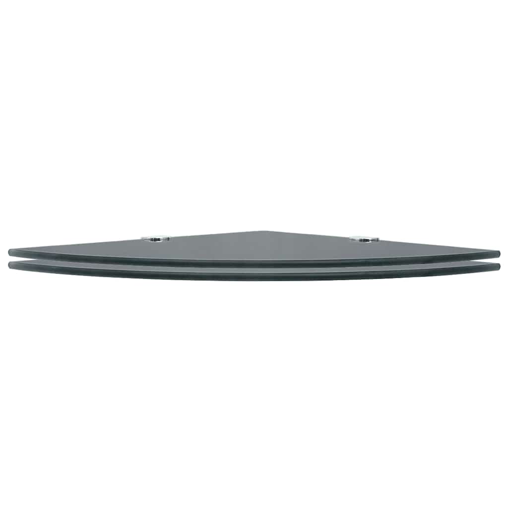 Corner Shelf | Set of 2 | Black | Tempered safety glass | 25x25 cm