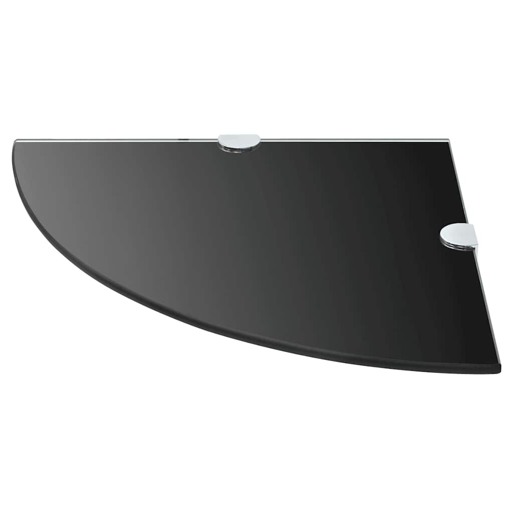Corner Shelf | Set of 2 | Black | Tempered safety glass | 25x25 cm