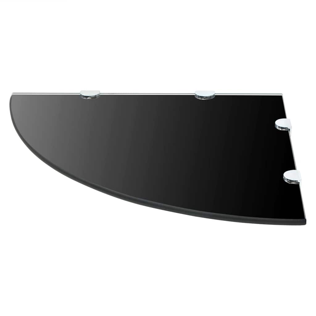 Corner Shelf | Set of 2 | Black | Tempered glass | 45 x 45 cm