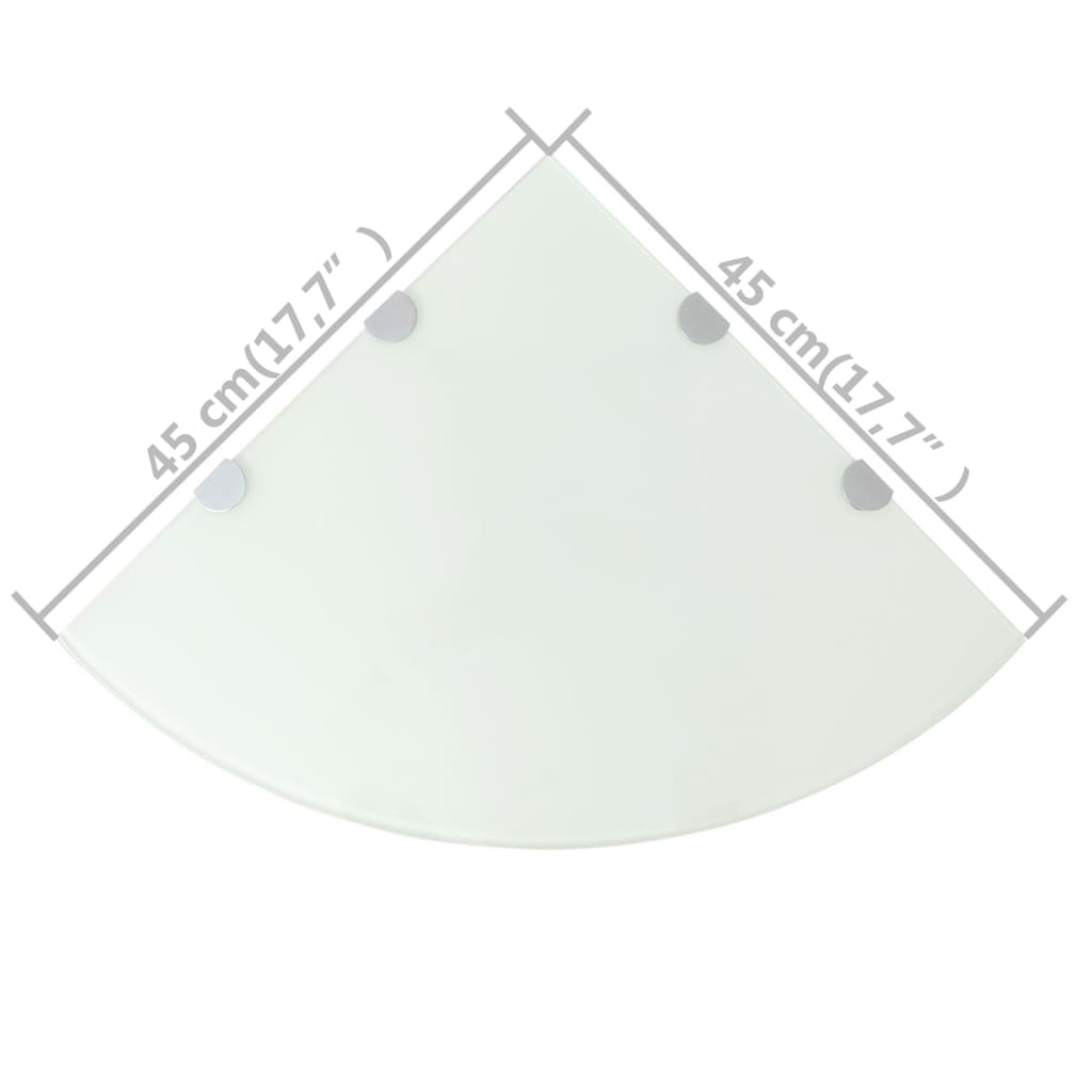 Corner Shelves 2 pcs with Chrome Supports Glass White 45x45 cm