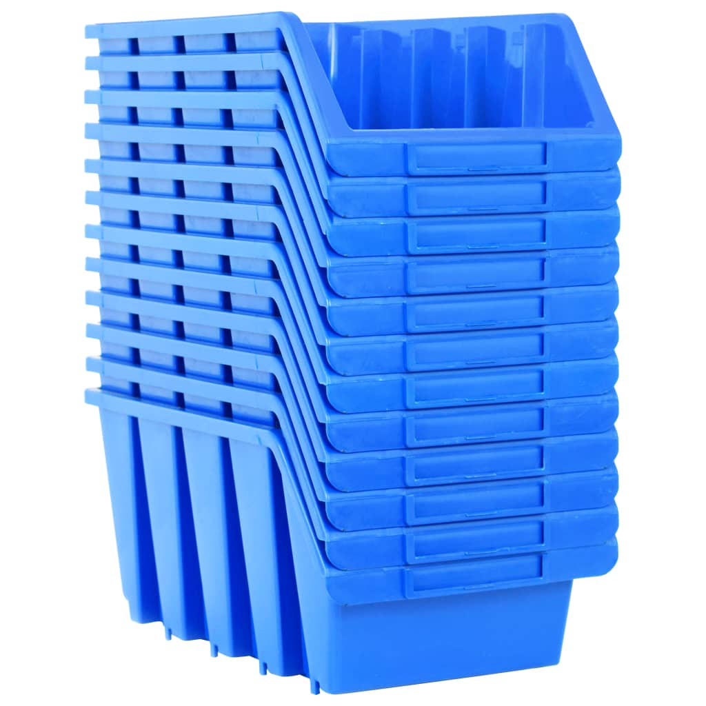 vidaXL Stacking Storage Bins 14 pcs Blue Plastic