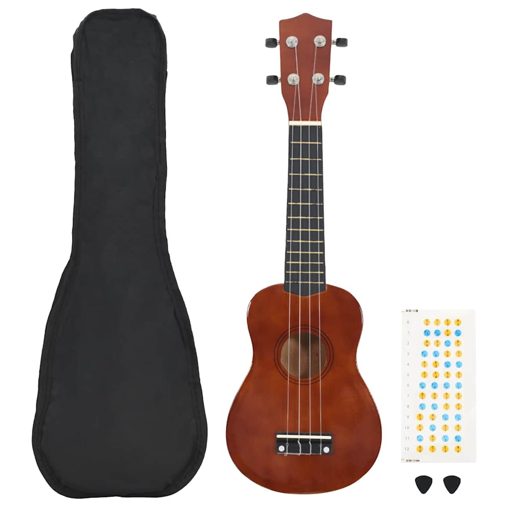 Soprano Ukulele Set with Bag for Kids Dark Wood 21"