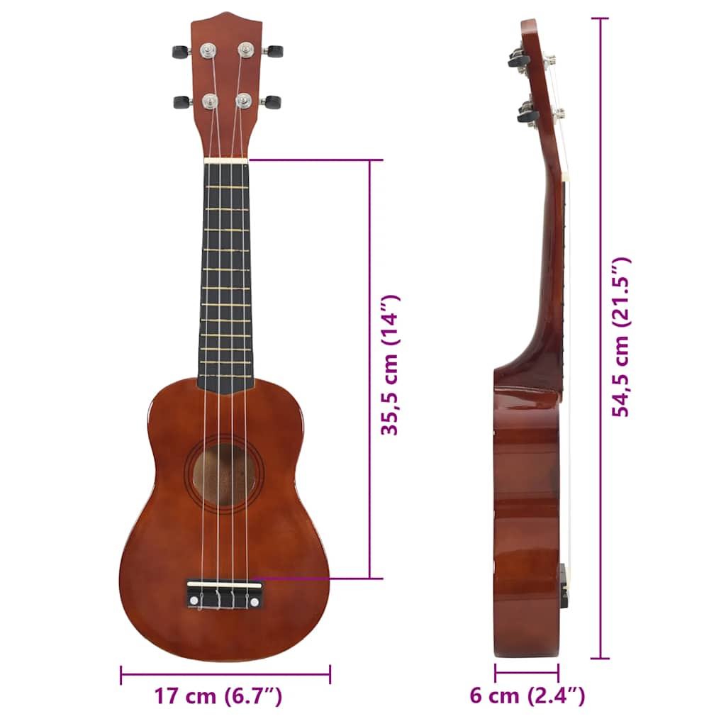 Soprano Ukulele Set with Bag for Kids Dark Wood 21"