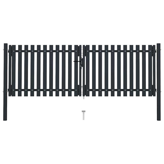 Double Door Fence Gate Steel 300x75 cm Anthracite