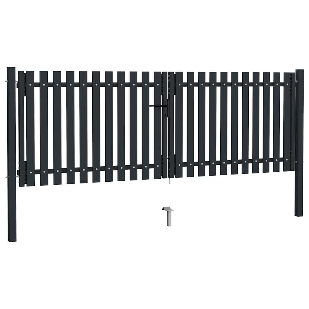 Double Door Fence Gate Steel 300x75 cm Anthracite
