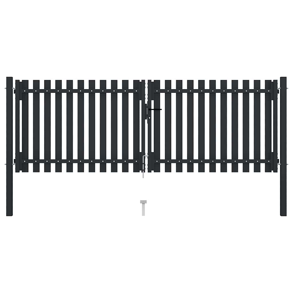 Double Door Fence Gate Steel 300x75 cm Anthracite