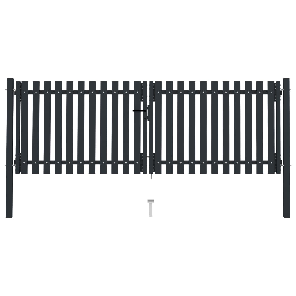 vidaXL Double Door Fence Gate Steel 306x150 cm Anthracite