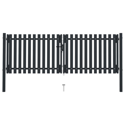 vidaXL Double Door Fence Gate Steel 306x150 cm Anthracite