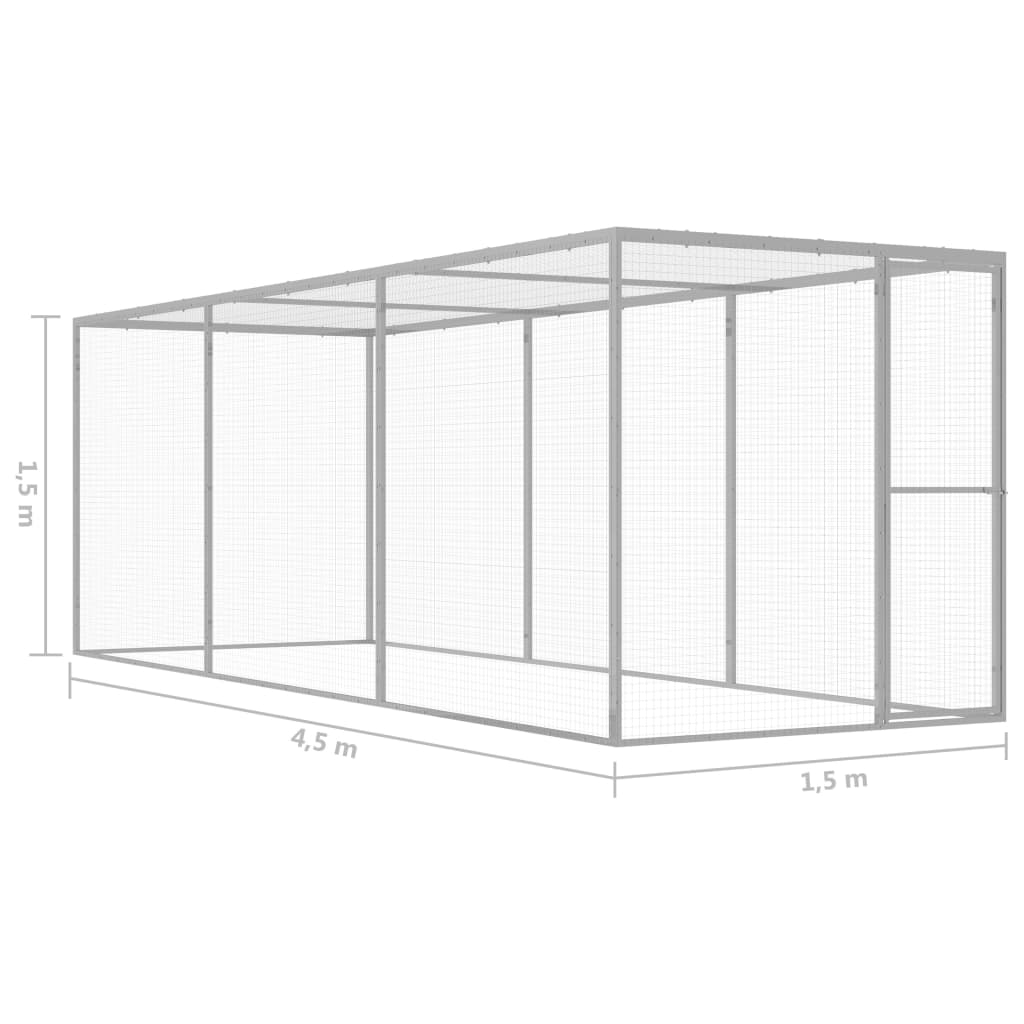 vidaXL Cat Cage 4.5x1.5x1.5 m Galvanised Steel