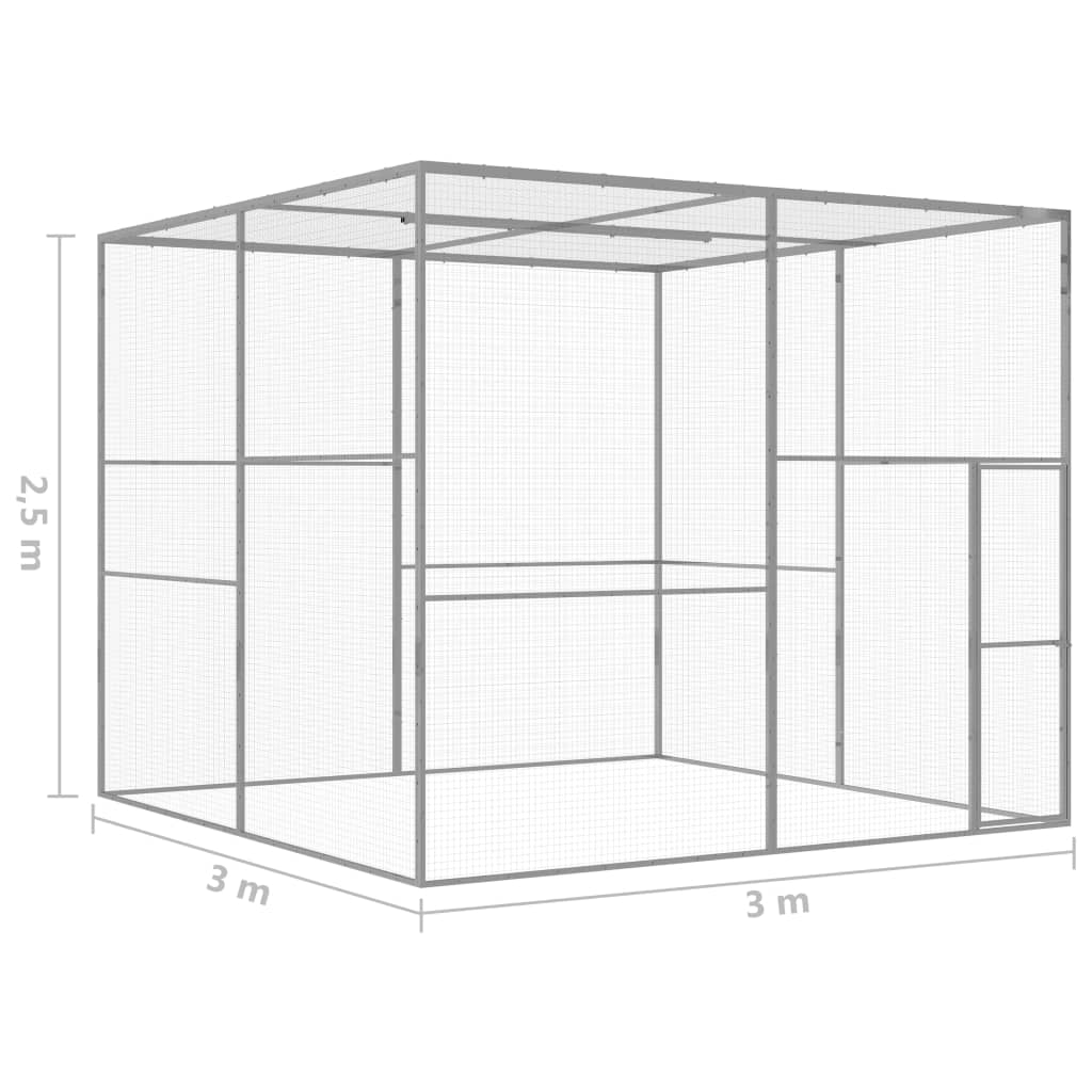 vidaXL Cat Cage 3x3x2.5 m Galvanised Steel