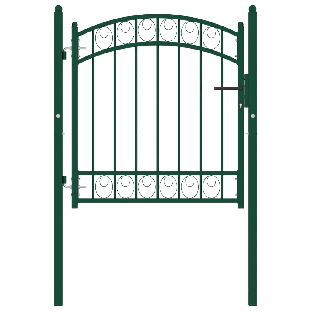 vidaXL Fence Gate with Arched Top Steel 100x100 cm Green