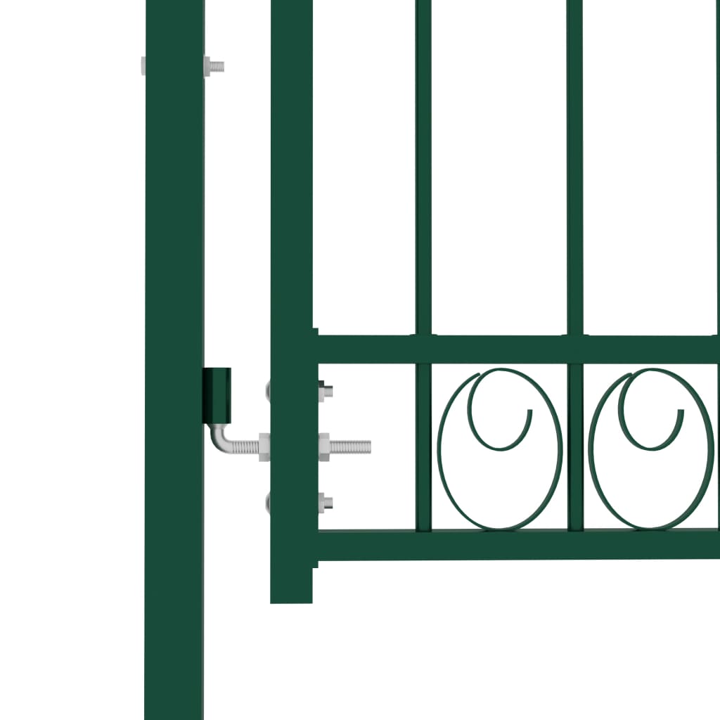 vidaXL Fence Gate with Arched Top Steel 100x125 cm Green