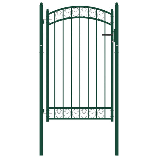 vidaXL Fence Gate with Arched Top Steel 100x150 cm Green