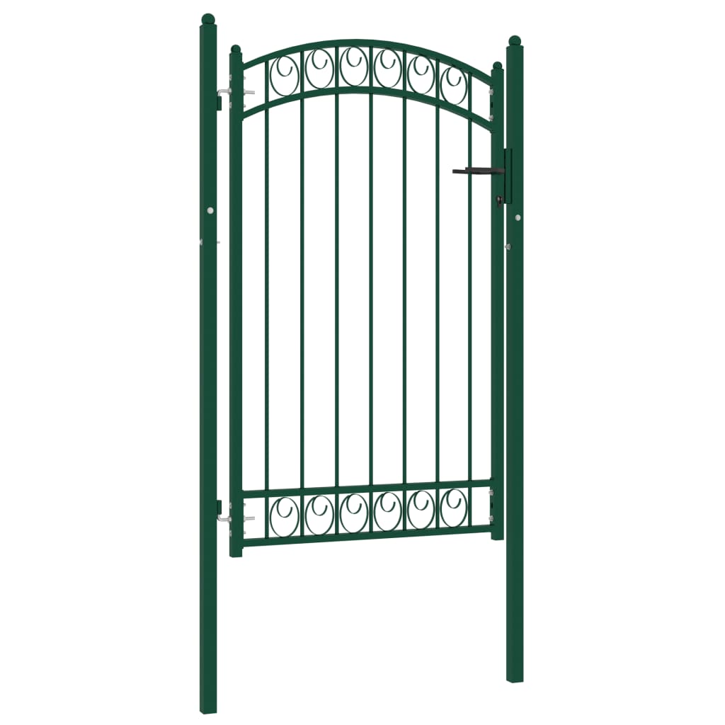 vidaXL Fence Gate with Arched Top Steel 100x150 cm Green