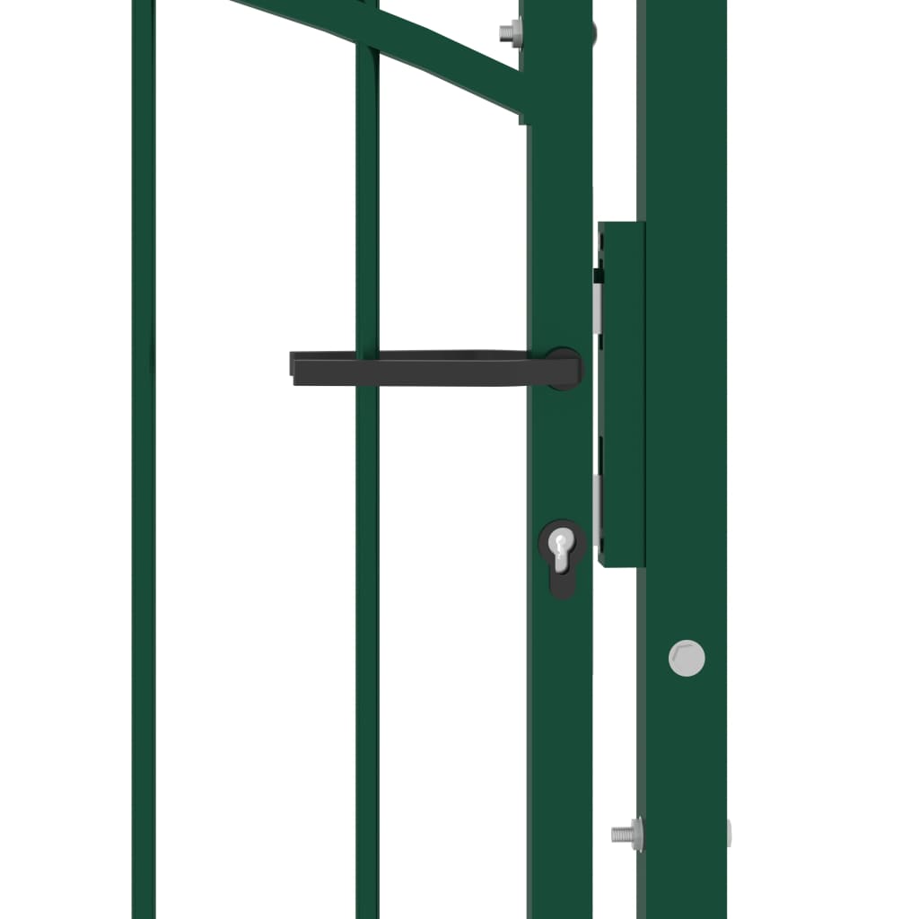 vidaXL Fence Gate with Arched Top Steel 100x150 cm Green