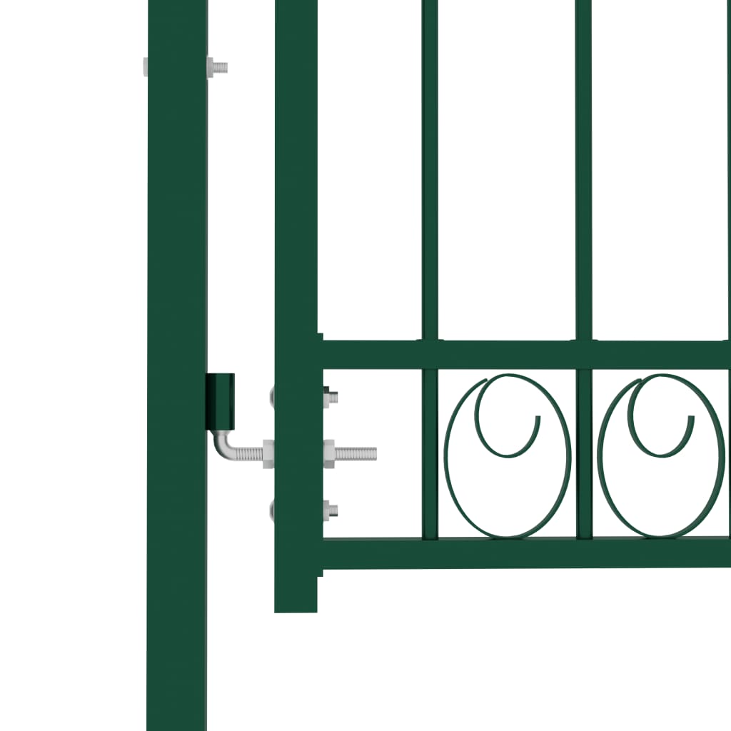 vidaXL Fence Gate with Arched Top Steel 100x150 cm Green