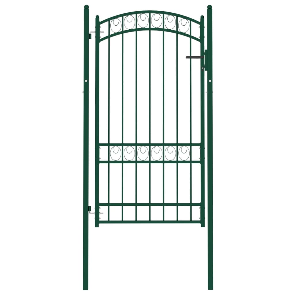 vidaXL Fence Gate with Arched Top Steel 100x175 cm Green