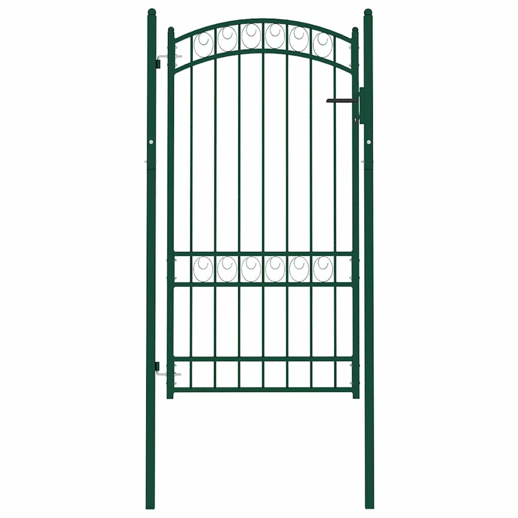Fence Gate with Arched Top Steel 100x175 cm Green
