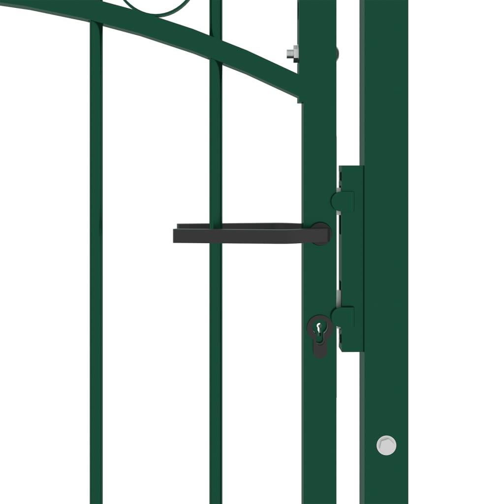 vidaXL Fence Gate with Arched Top Steel 100x175 cm Green