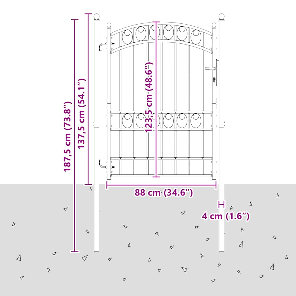 Fence Gate with Arched Top Steel 100x175 cm Green