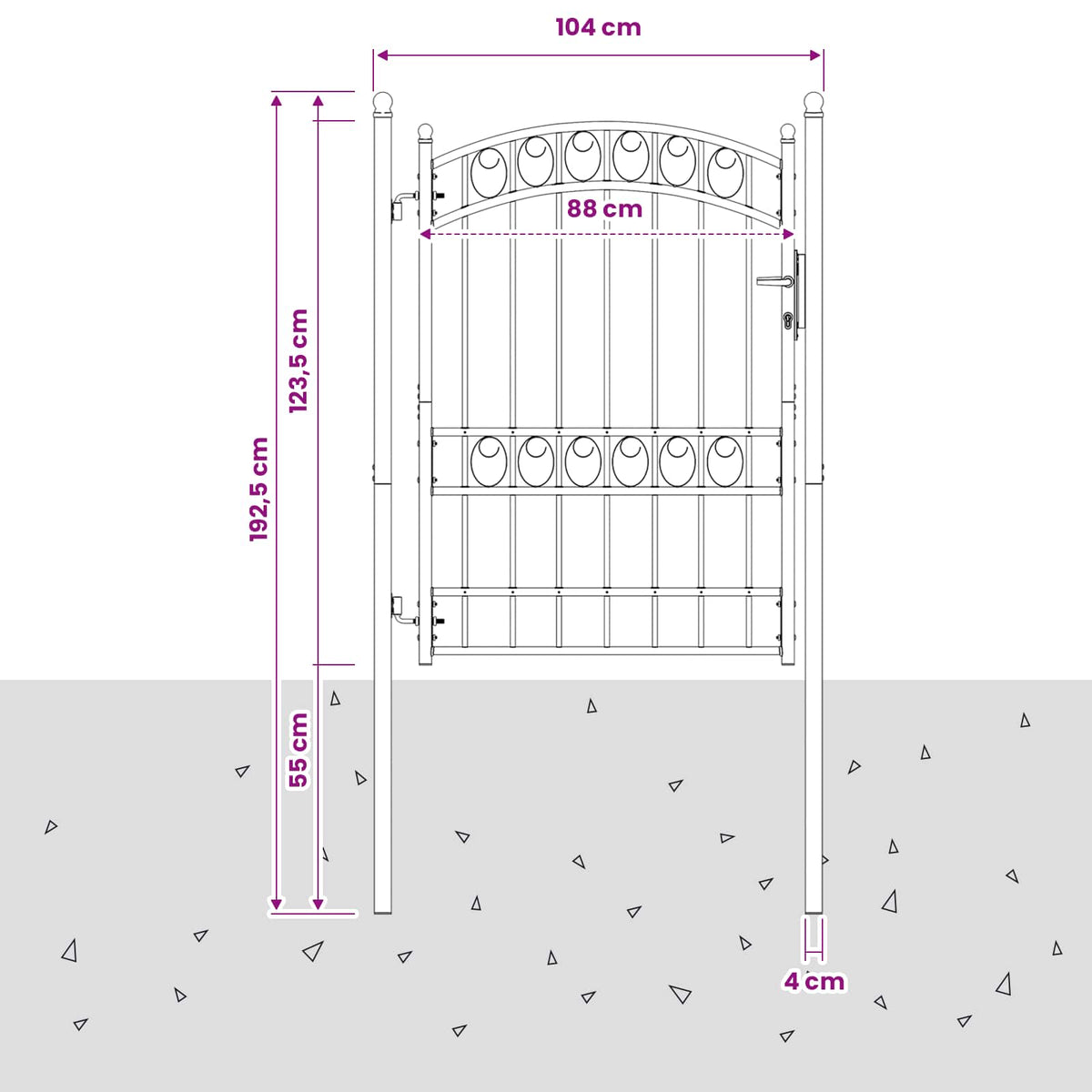 Fence gates EMMEN 104 x 123.5 cm Lockable Powder-coated steel
