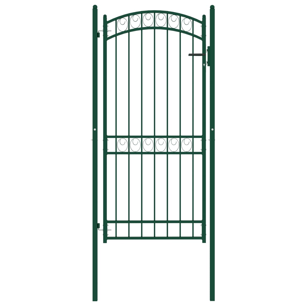 vidaXL Fence Gate with Arched Top Steel 100x200 cm Green