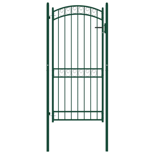 vidaXL Fence Gate with Arched Top Steel 100x200 cm Green