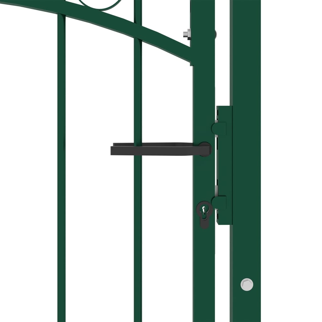 vidaXL Fence Gate with Arched Top Steel 100x200 cm Green