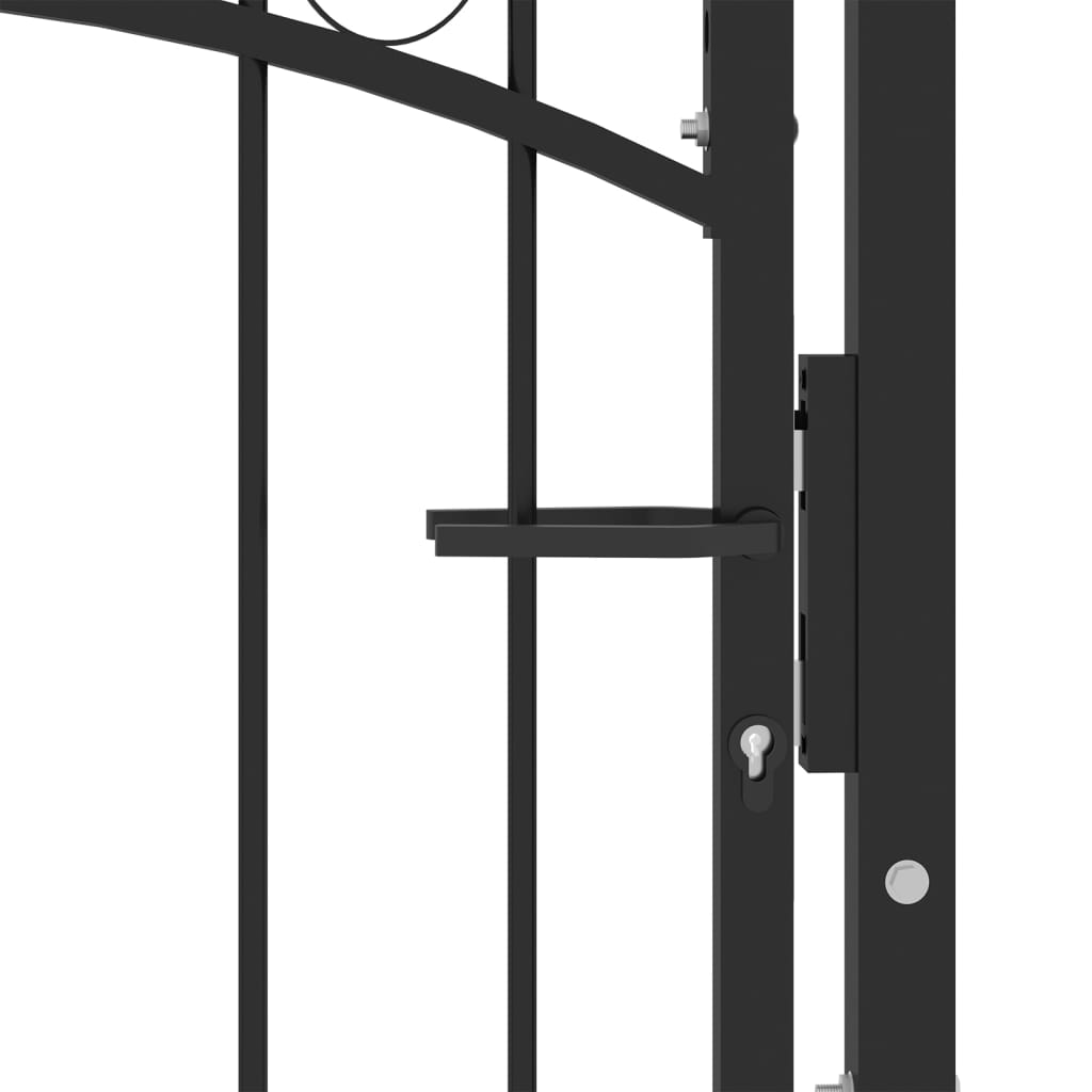 vidaXL Fence Gate with Arched Top Steel 100x100 cm Black