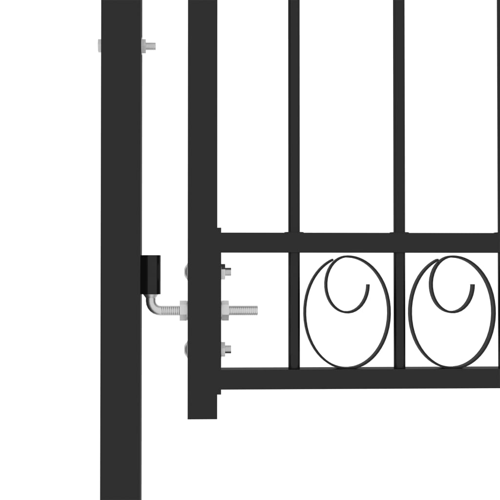 vidaXL Fence Gate with Arched Top Steel 100x100 cm Black