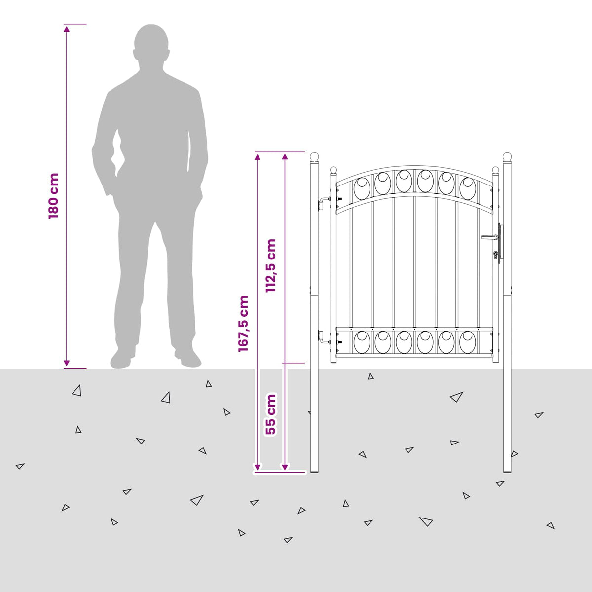 Fence gates EMMEN 104 x 98.5 cm Lockable Powder-coated steel