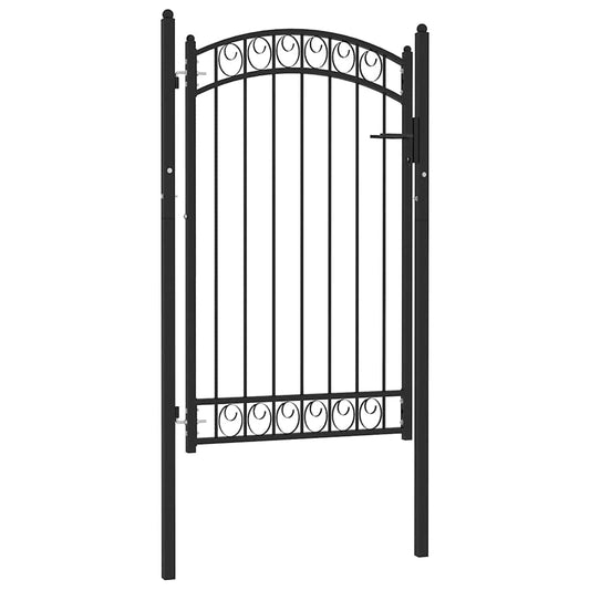 Fence Gate "EMMEN" with Arched Top Steel 100x106 cm Black