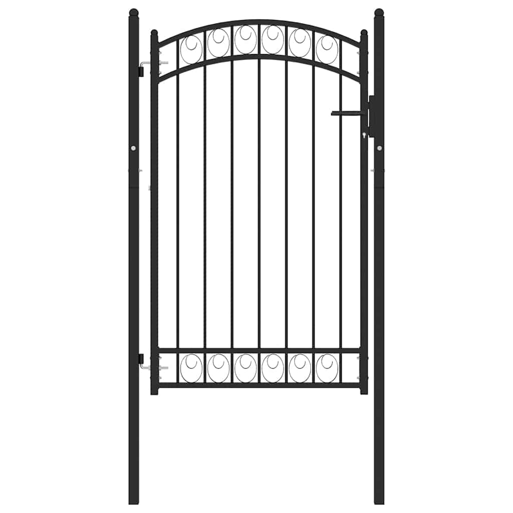 Fence Gate "EMMEN" with Arched Top Steel 100x106 cm Black