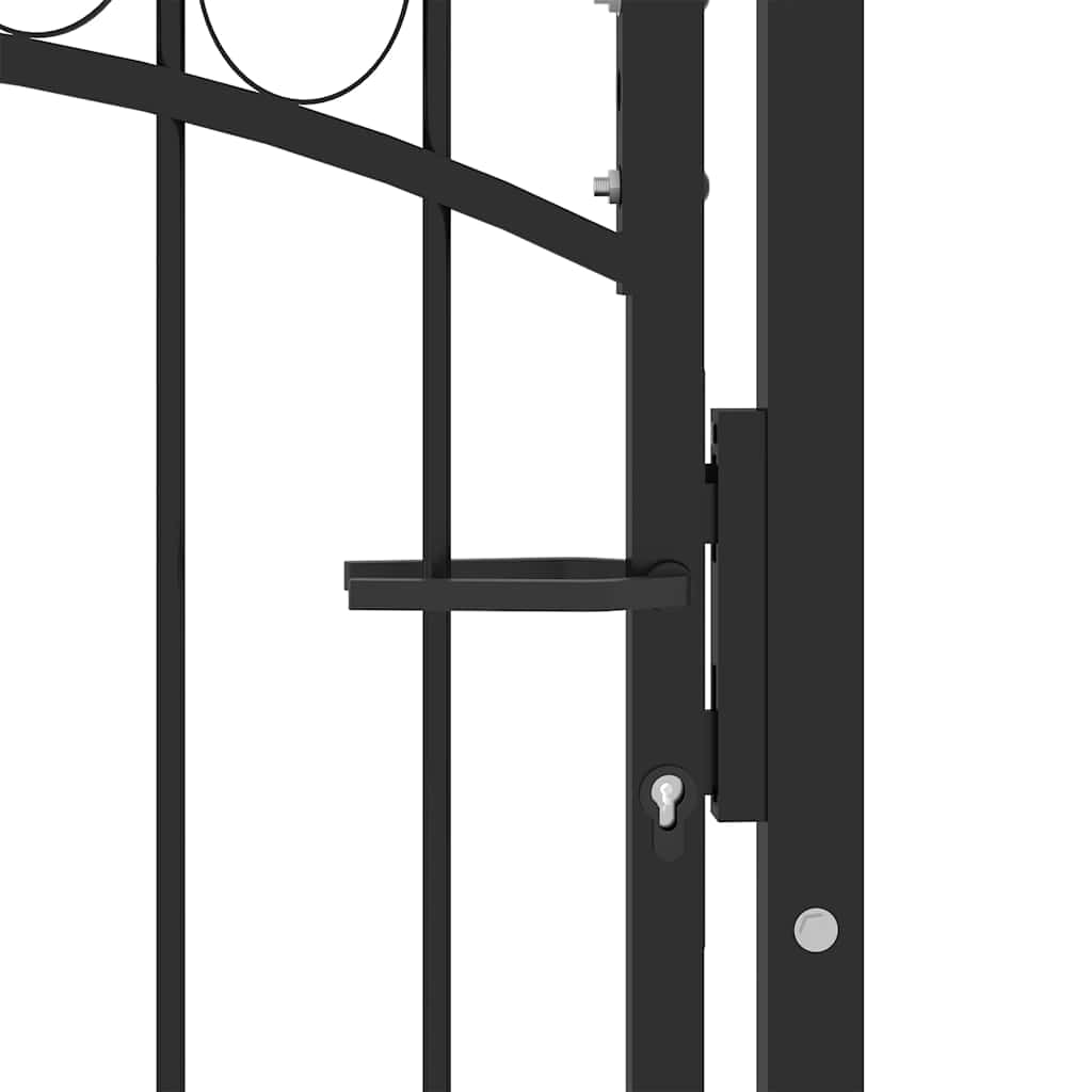Fence Gate "EMMEN" with Arched Top Steel 100x106 cm Black