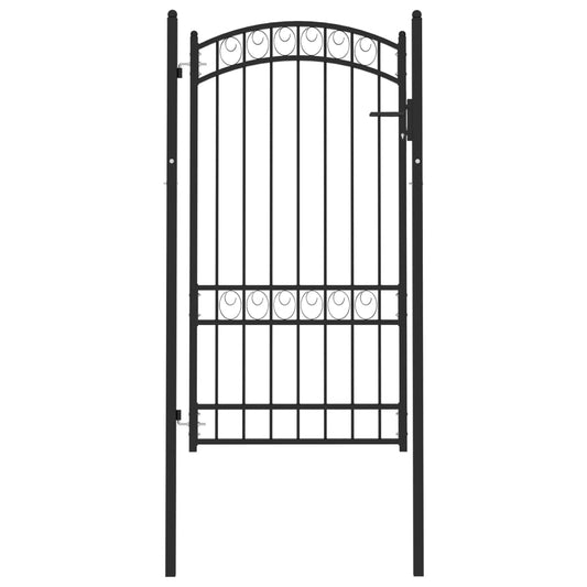 vidaXL Fence Gate with Arched Top Steel 100x175 cm Black