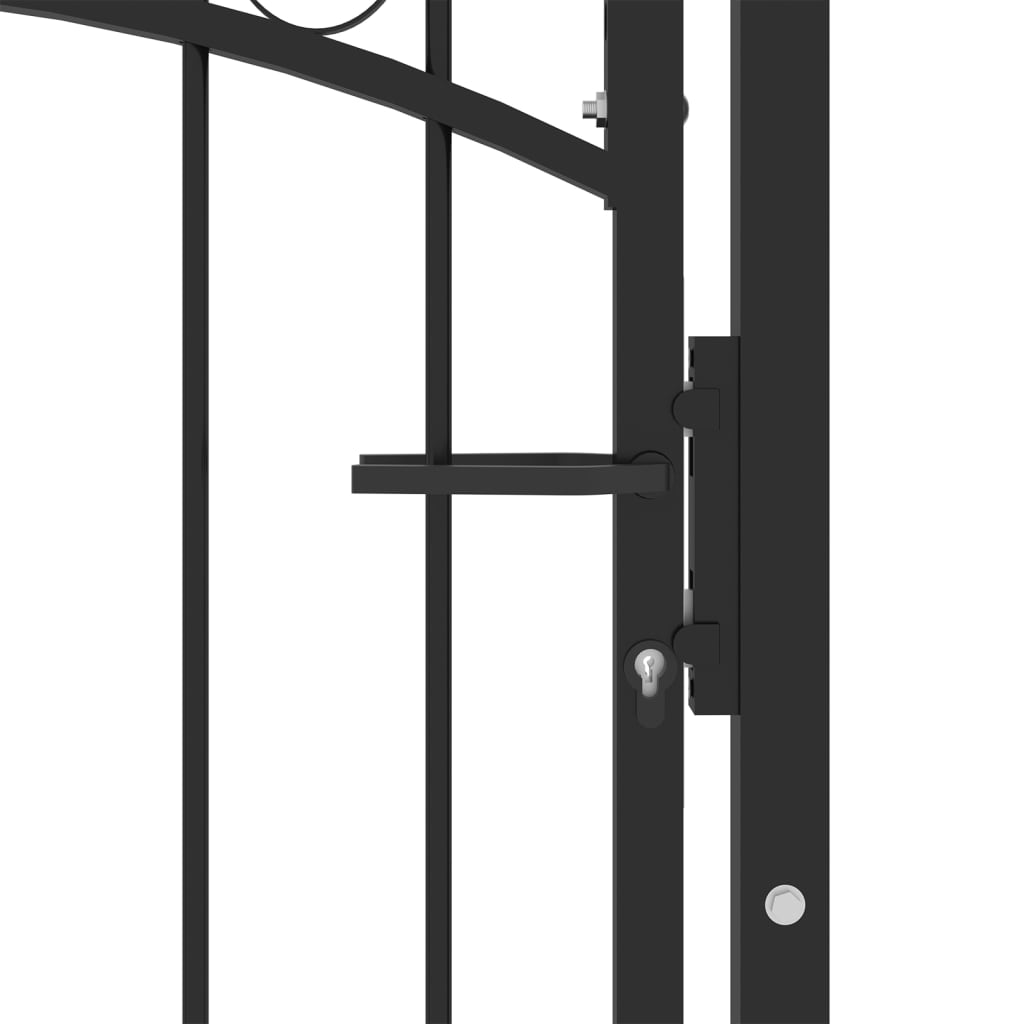 vidaXL Fence Gate with Arched Top Steel 100x175 cm Black