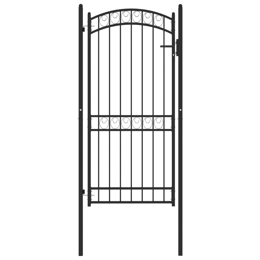 vidaXL Fence Gate with Arched Top Steel 100x200 cm Black