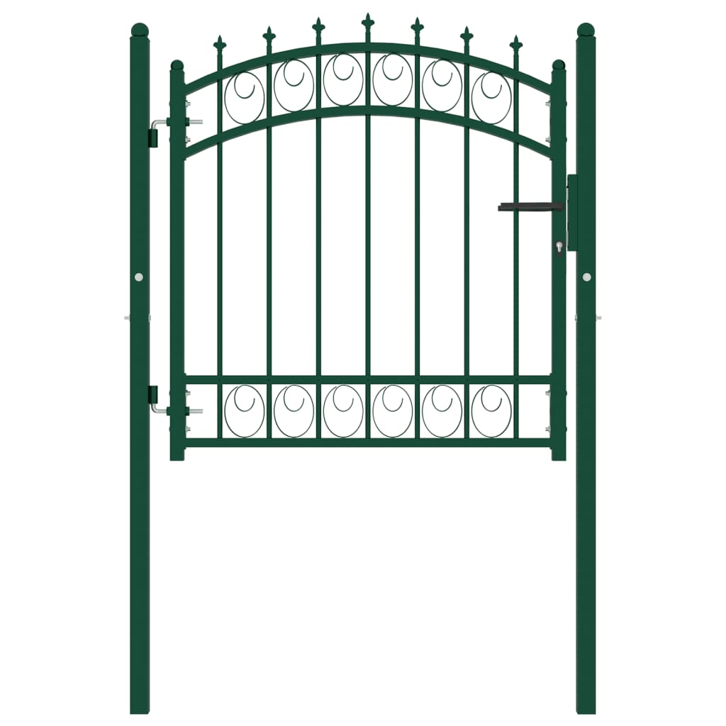 vidaXL Fence Gate with Spikes Steel 100x100 cm Green