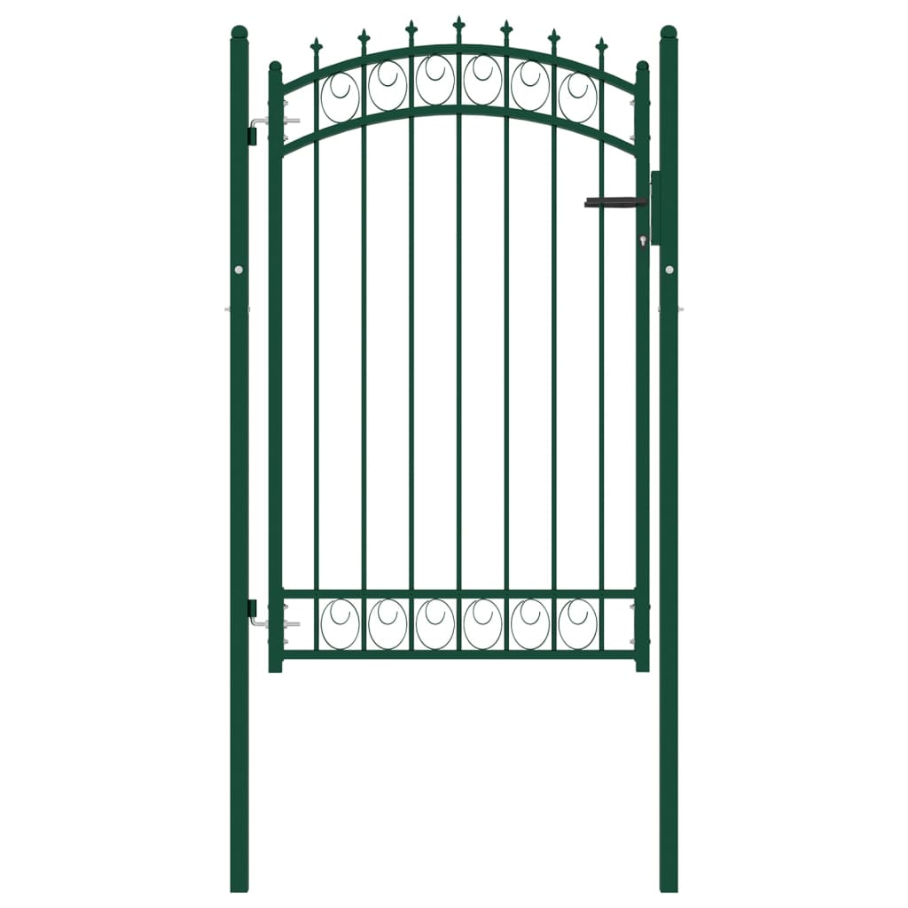 vidaXL Fence Gate with Spikes Steel 100x150 cm Green