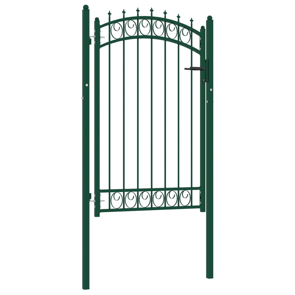 vidaXL Fence Gate with Spikes Steel 100x150 cm Green