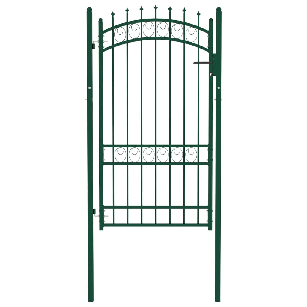 vidaXL Fence Gate with Spikes Steel 100x175 cm Green