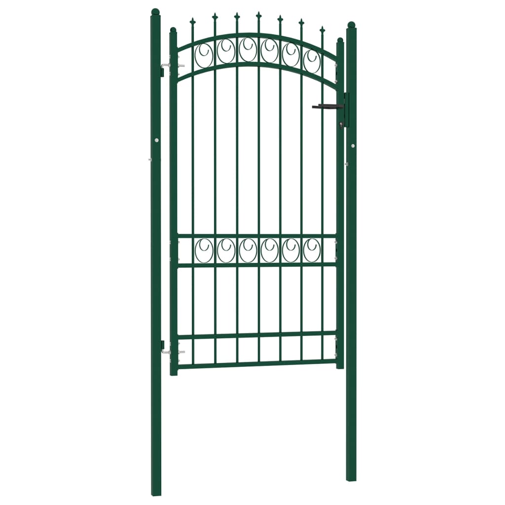 vidaXL Fence Gate with Spikes Steel 100x175 cm Green