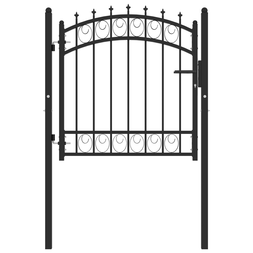 vidaXL Fence Gate with Spikes Steel 100x100 cm Black